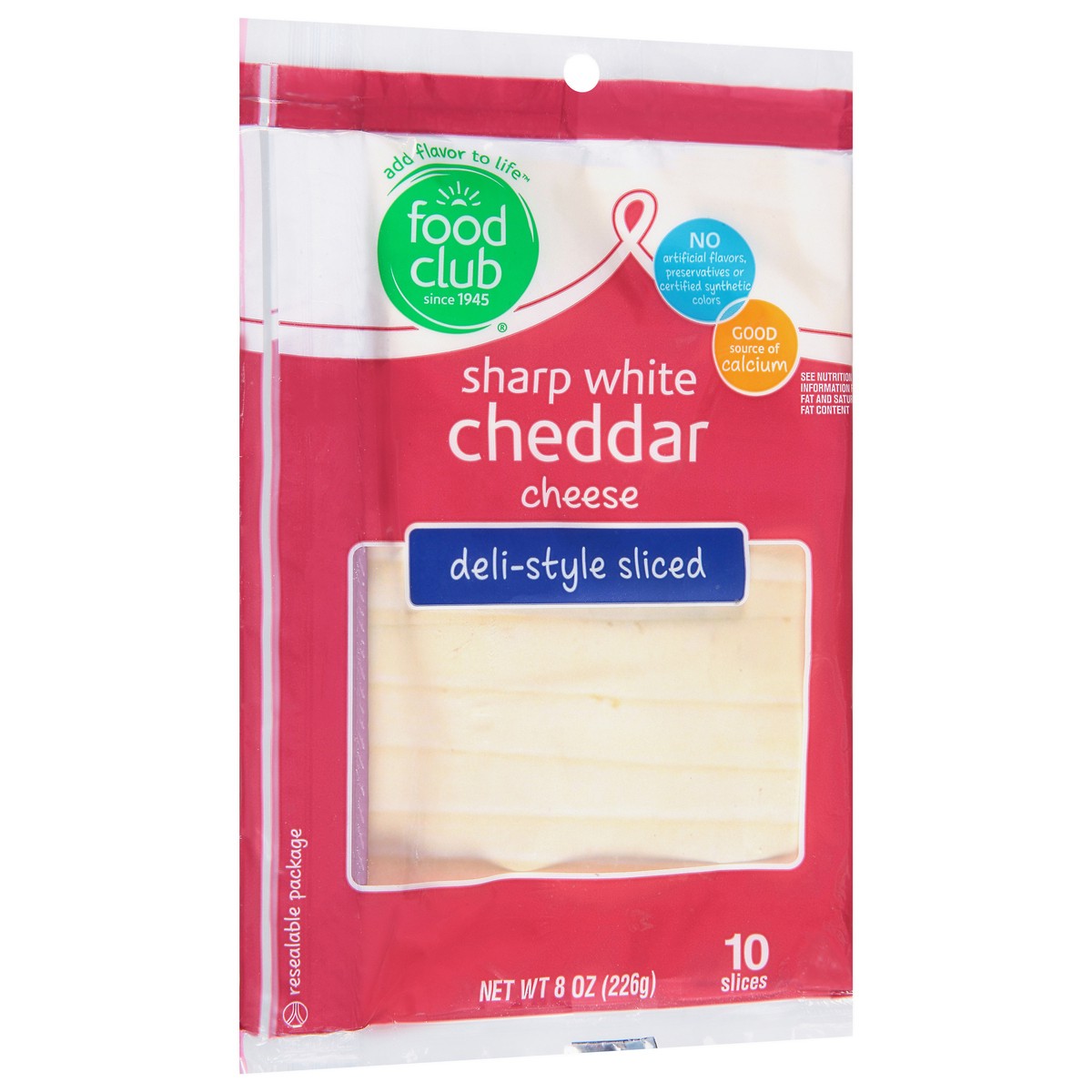 slide 5 of 9, Food Club Sliced Sharp White Cheddar Cheese 10 ea, 1 ct