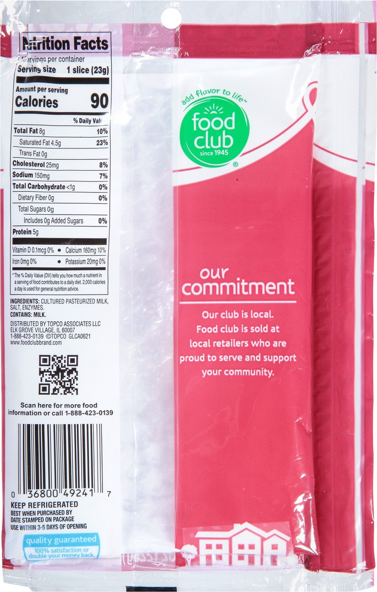 slide 2 of 9, Food Club Sliced Sharp White Cheddar Cheese 10 ea, 1 ct