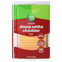 Food Club Sliced Sharp White Cheddar Cheese 10 ea