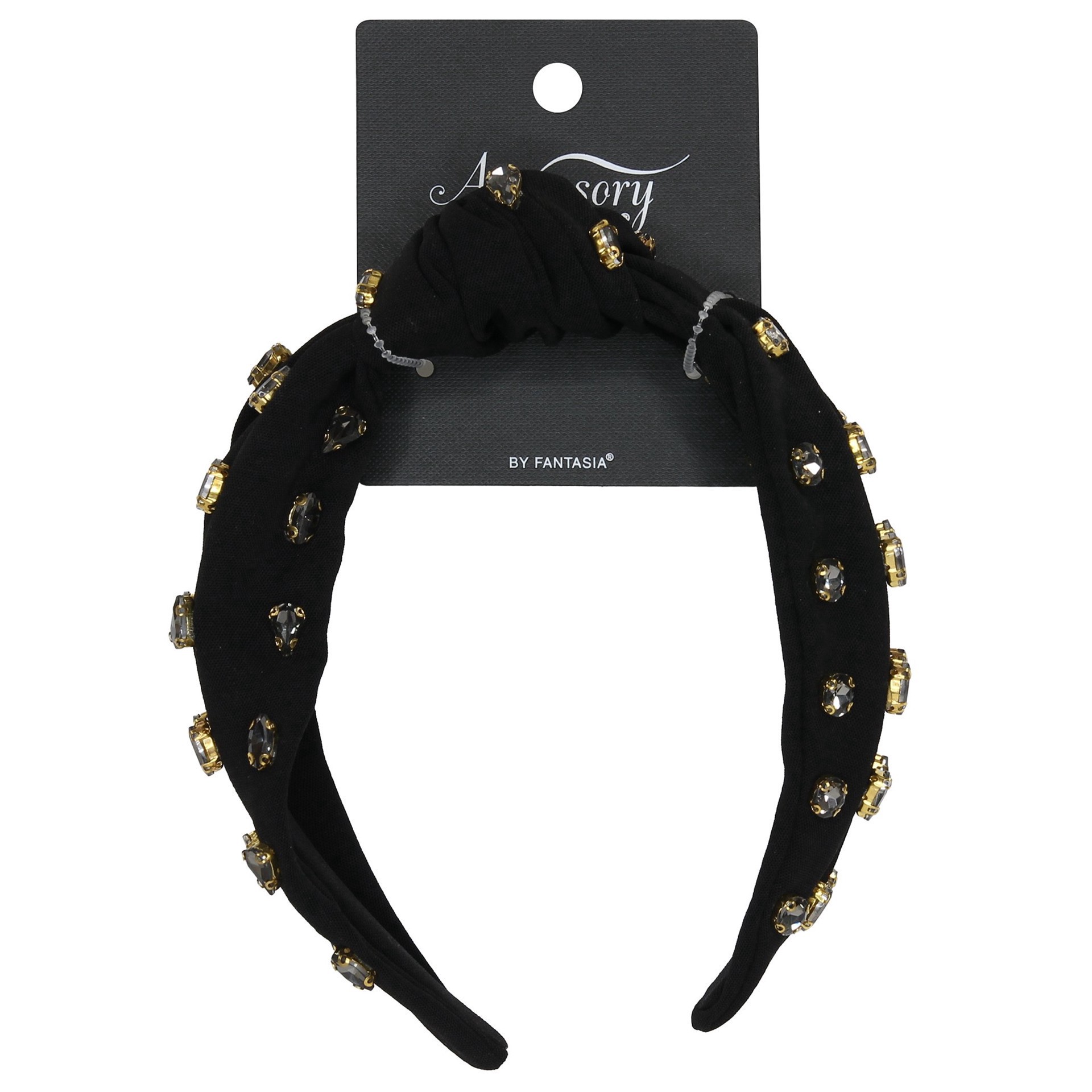 slide 1 of 1, Accessory Choice Jeweled Top Knot Black Headband, 1 ct