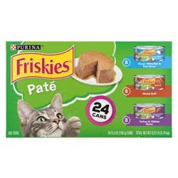 Purina Friskies Wet Cat Food Pate Variety Pack, Ocean Whitefish and Tuna, Mixed Grill and Turkey and Giblets Dinners