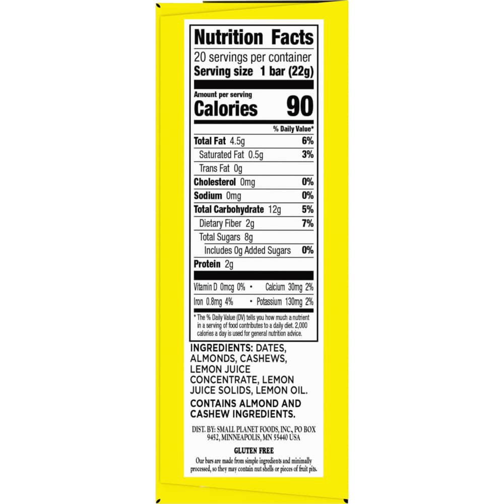 slide 5 of 6, LÄRABAR Minis, Lemon Bar, Vegan and Gluten Free Snacks, 20 Mini Bars, 15.6 oz, 20 ct