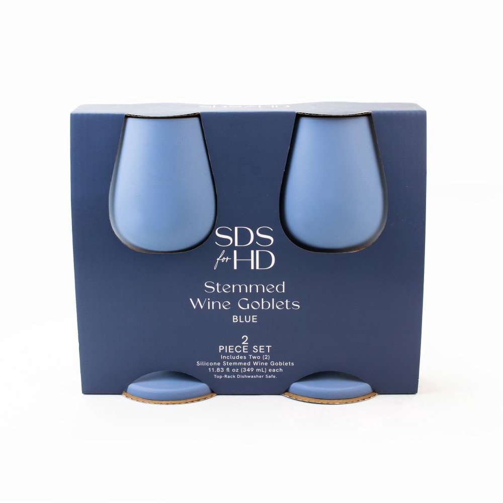 slide 1 of 1, SDS for HD Designs Silicone Stemmed Goblets - Blue, 2 ct