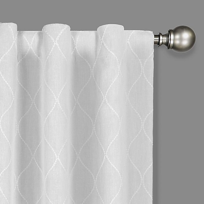 slide 2 of 8, Eclipse Nora Geometric Rod Pocket 100% Blackout Window Curtain Panel - White, 63 in