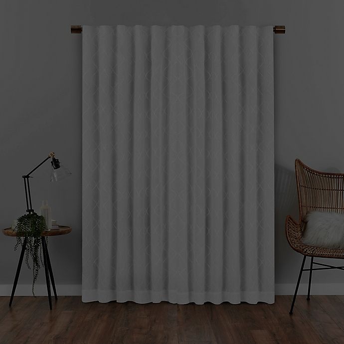 slide 5 of 8, Eclipse Nora Geometric Rod Pocket 100% Blackout Window Curtain Panel - White, 63 in