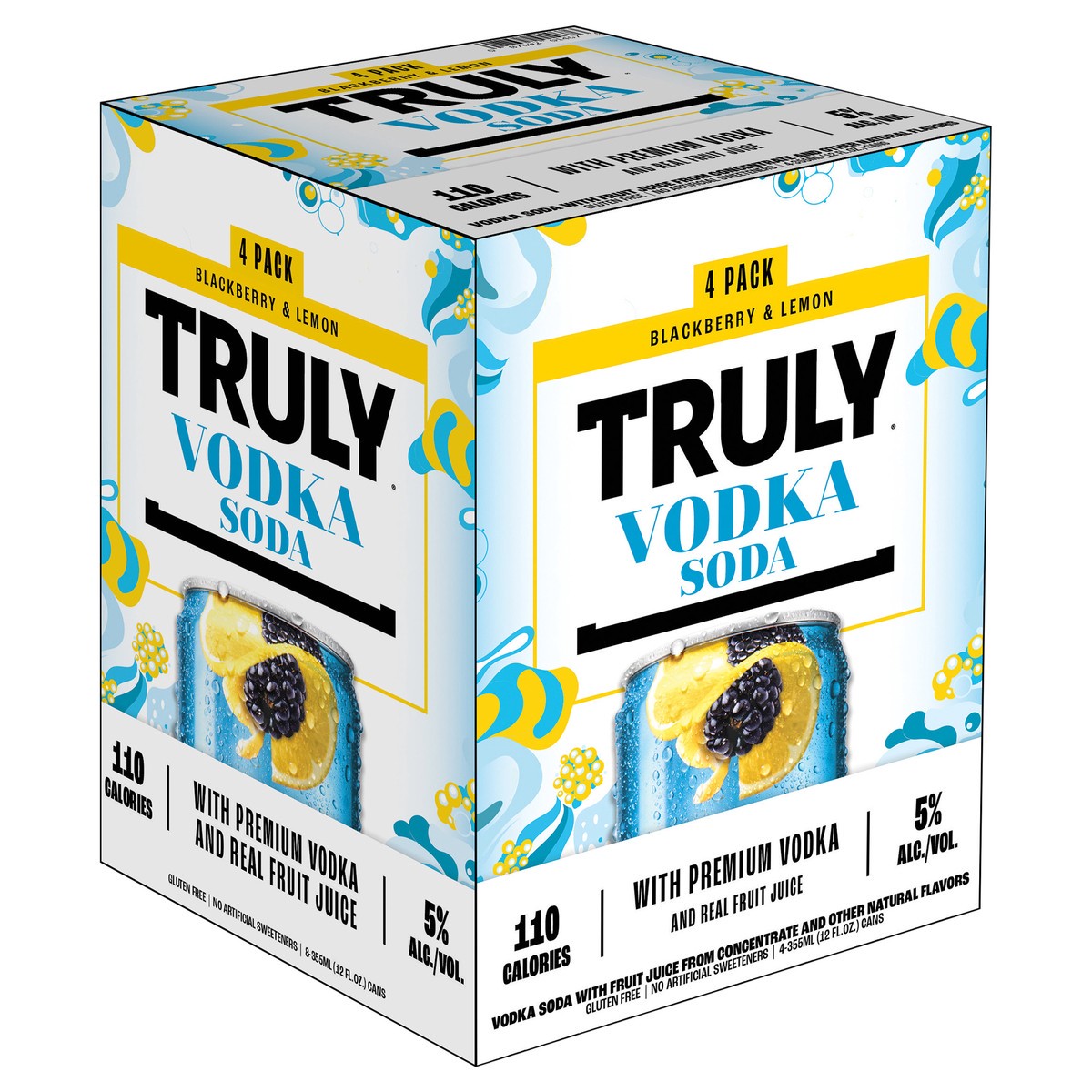 slide 6 of 8, TRULY Vodka Soda Blackberry & Lemon (12 fl. oz. Can, 4pk.), 12 oz
