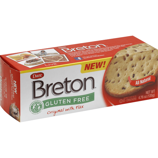 slide 2 of 2, Breton Dare Breton Gluten Free Crackers With Flax, 4.76 oz