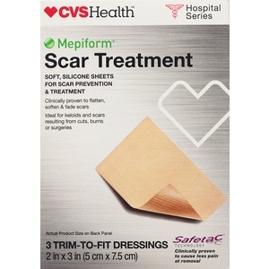 slide 1 of 1, CVS Health Mepiform Scar Treatment Trim-To-Fit Dressings 2in X 3in, 3 ct