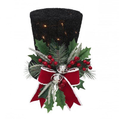 slide 1 of 3, 10" Led Premade Snowman Top Hat Decor By Ashland, 12.5 in x 12.5 in x 10 in
