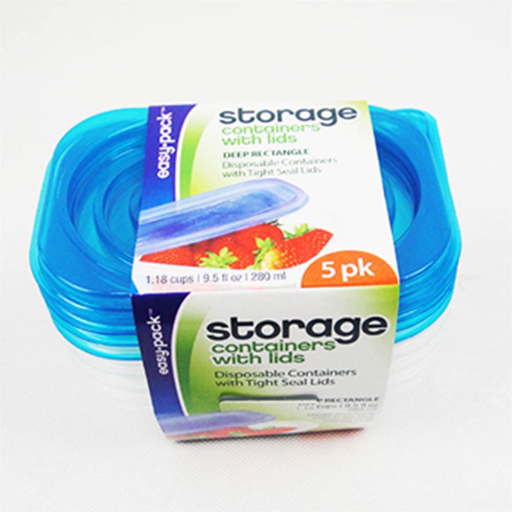 slide 1 of 1, Easy Pack Deep Rectangle Plastic Containers with Lids, 5 ct