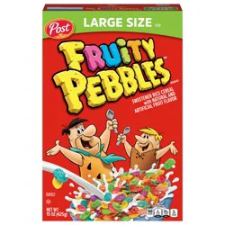 Post Fruity PEBBLES Breakfast Cereal, Gluten-Free, Family Size 15 OZ Box