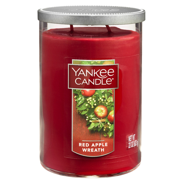 slide 1 of 1, Yankee Candle Large Tumbler Red Apple Wreath, 22 oz