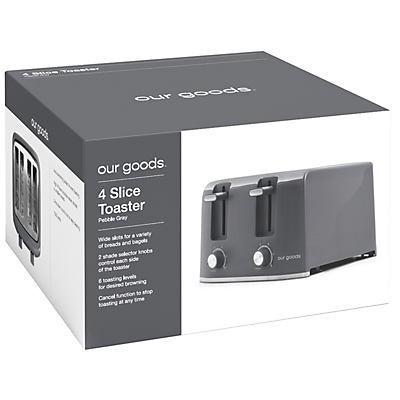 slide 1 of 1, our goods 4 Slice Toaster - Pebble Gray, 1 ct