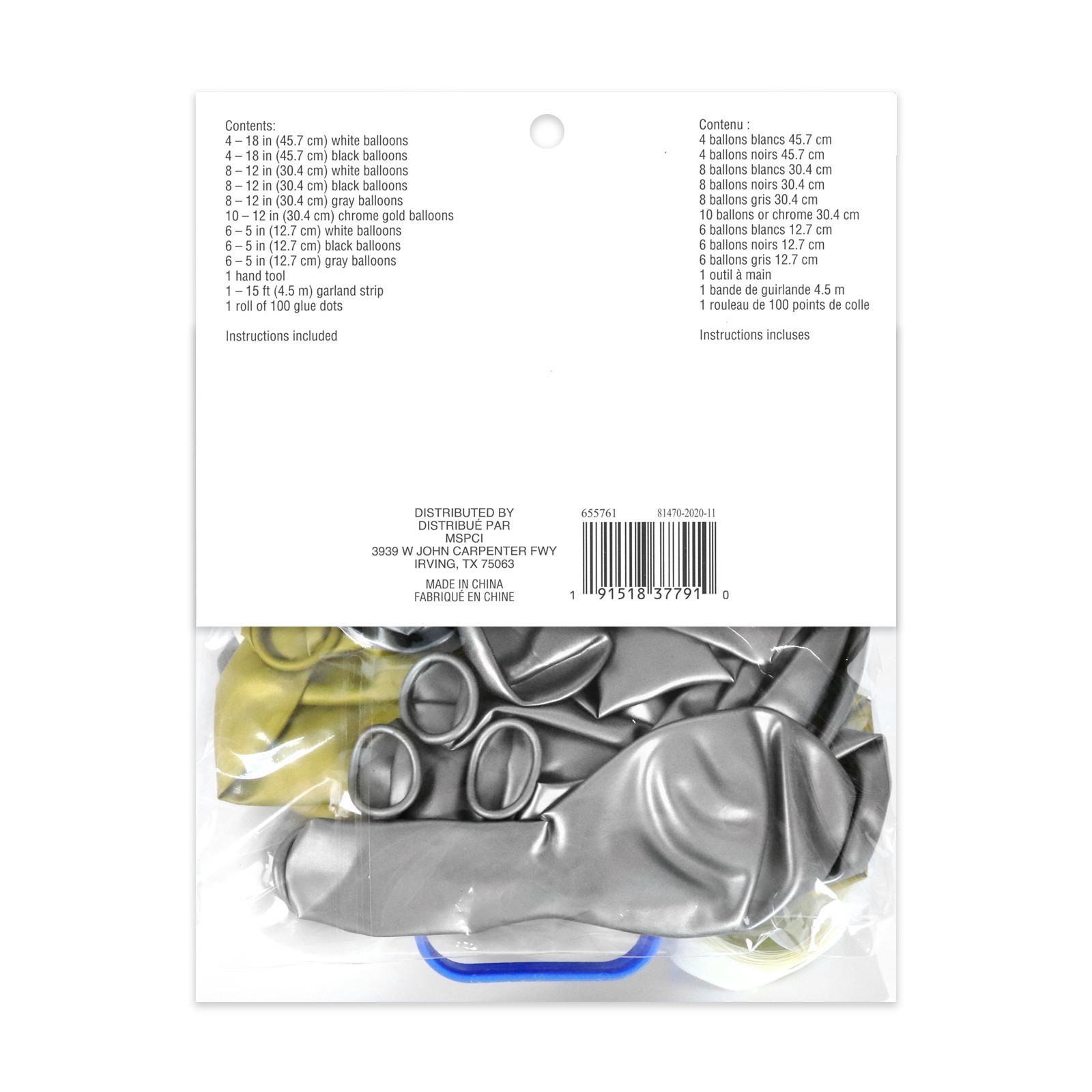 slide 4 of 4, 10ft. Black, White, Gray & Gold Balloon Garland By Celebrate It, 10 ft