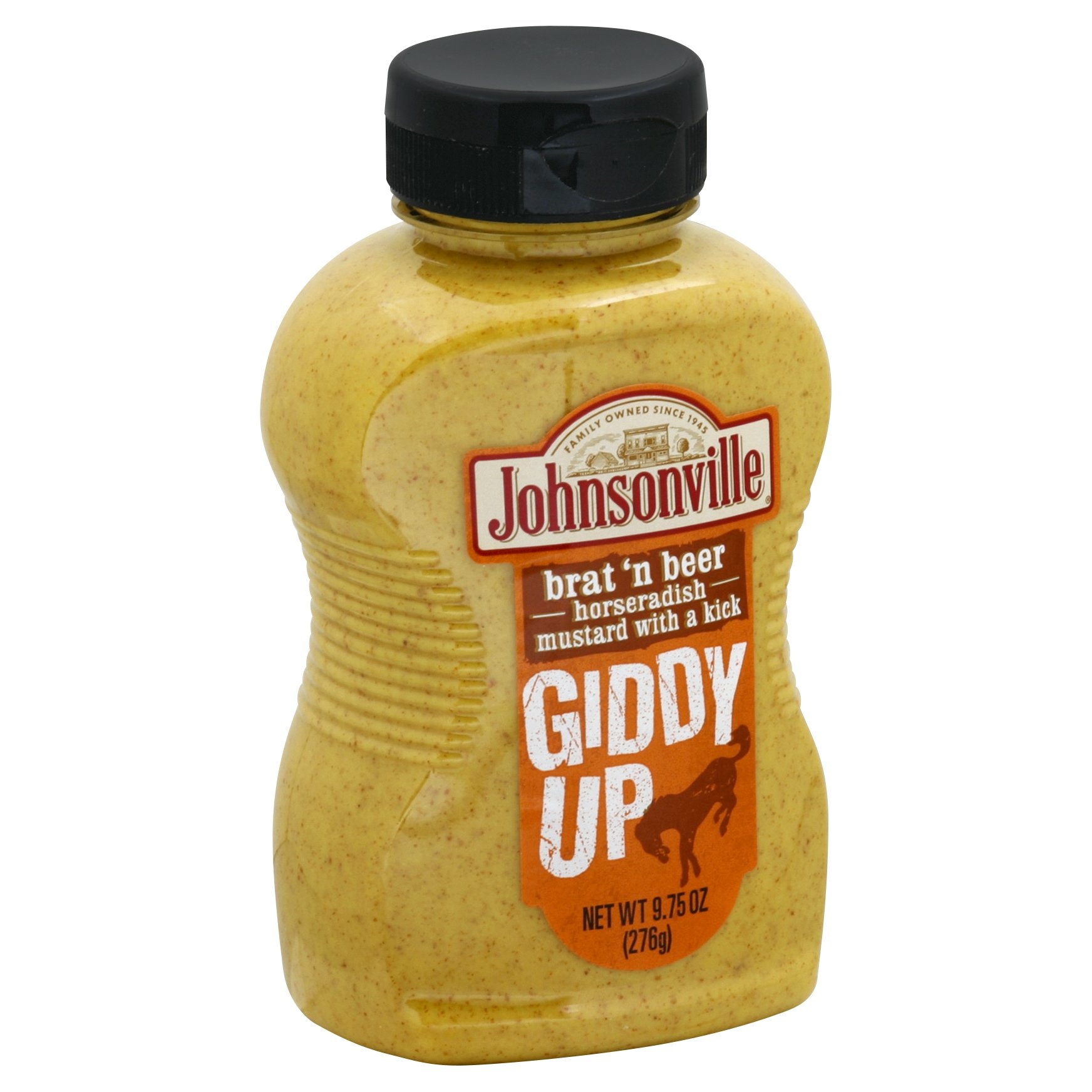 slide 1 of 1, Johnsonville Giddy Up! Brat 'n Beer Horseradish Mustard, 9.75 oz