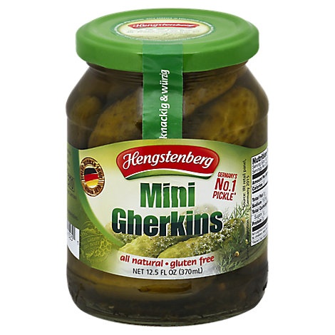 slide 1 of 1, Hengstenberg Mini Gherkins, 12.5 oz