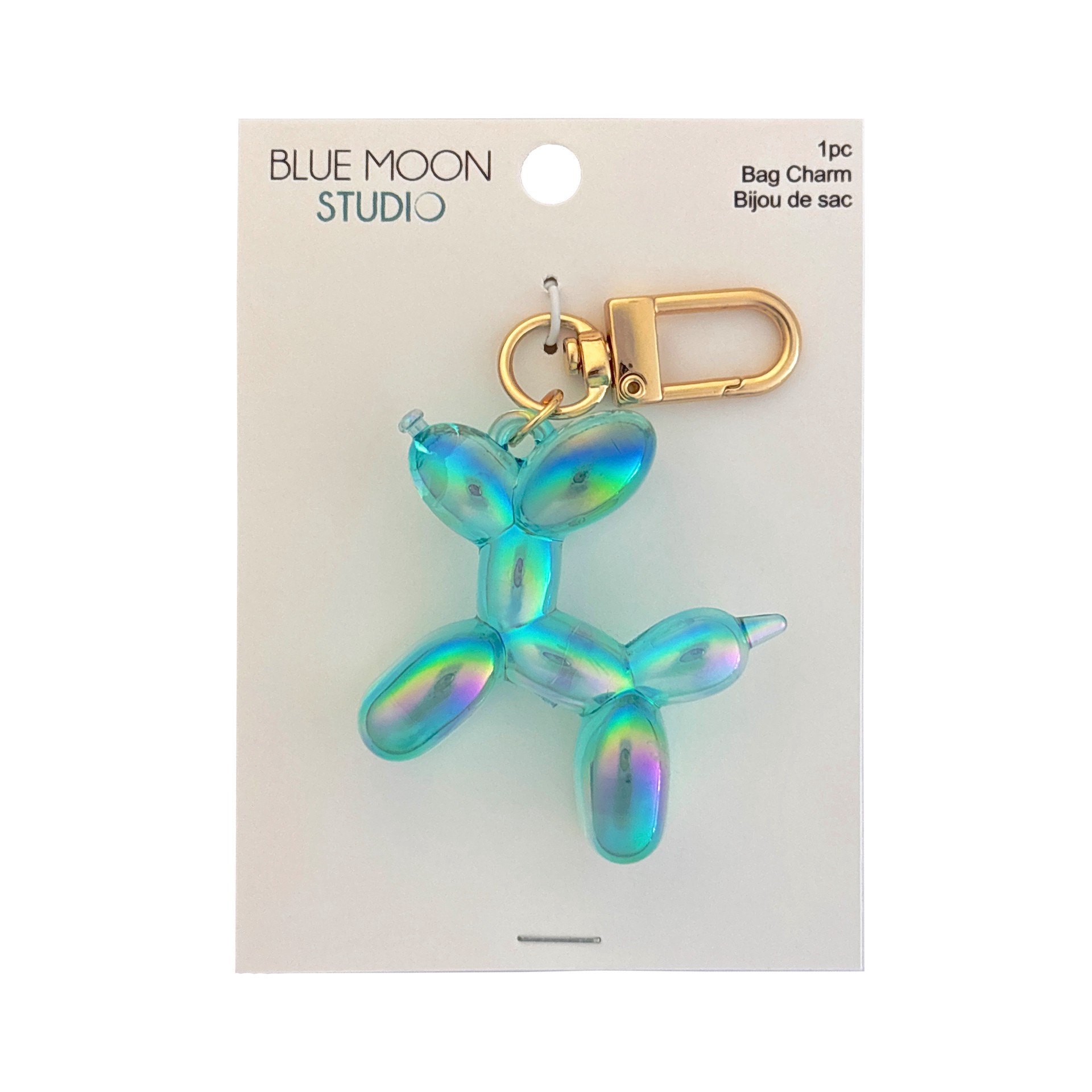 slide 2 of 3, Blue Moon Studio Blue Ab Balloon Dog Bag Charm, 1.75 in x 1.84 in x 0.67 in