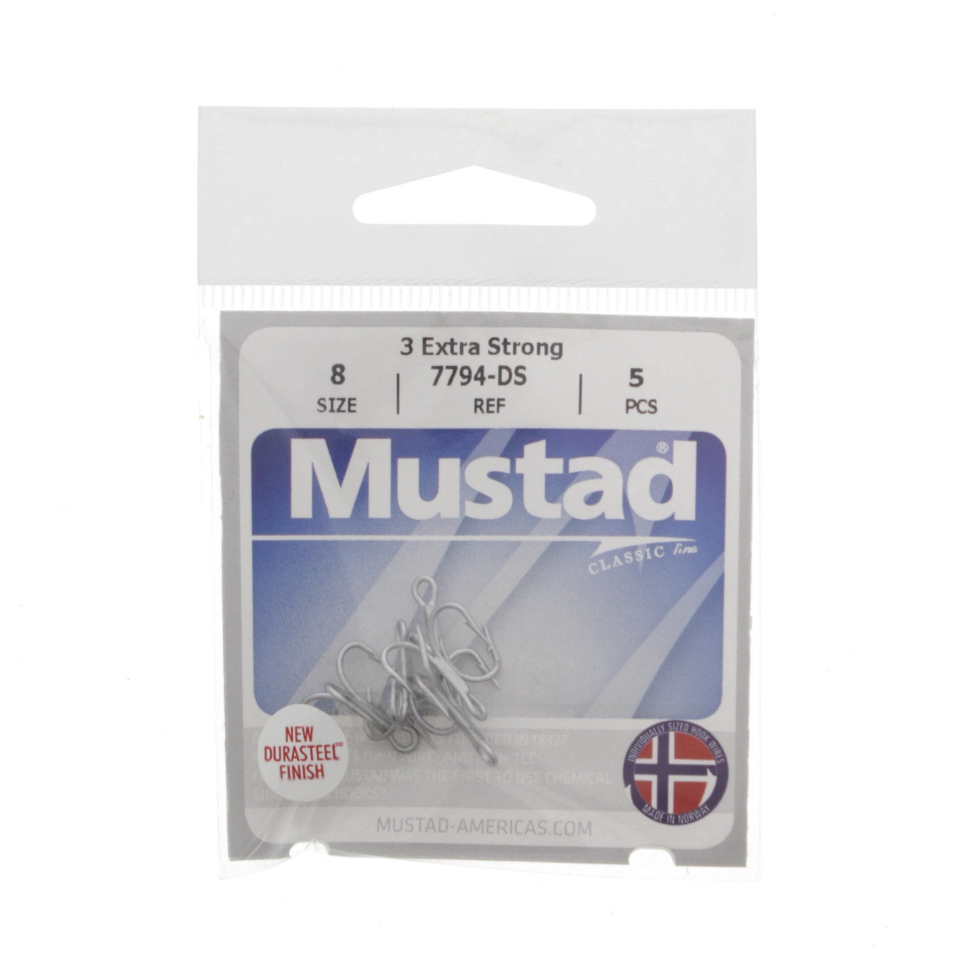 slide 1 of 1, Mustad Treble Tin Hook 8/0, 5 ct