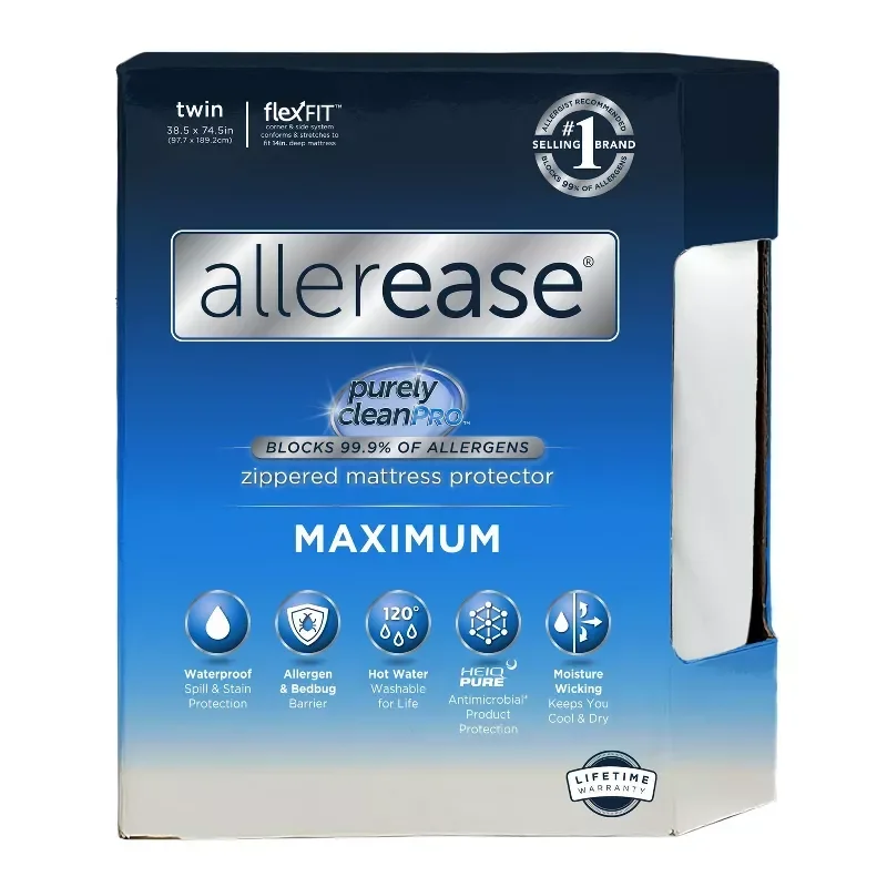slide 1 of 6, Allerease Maximum Mattress Protector, Twin Size