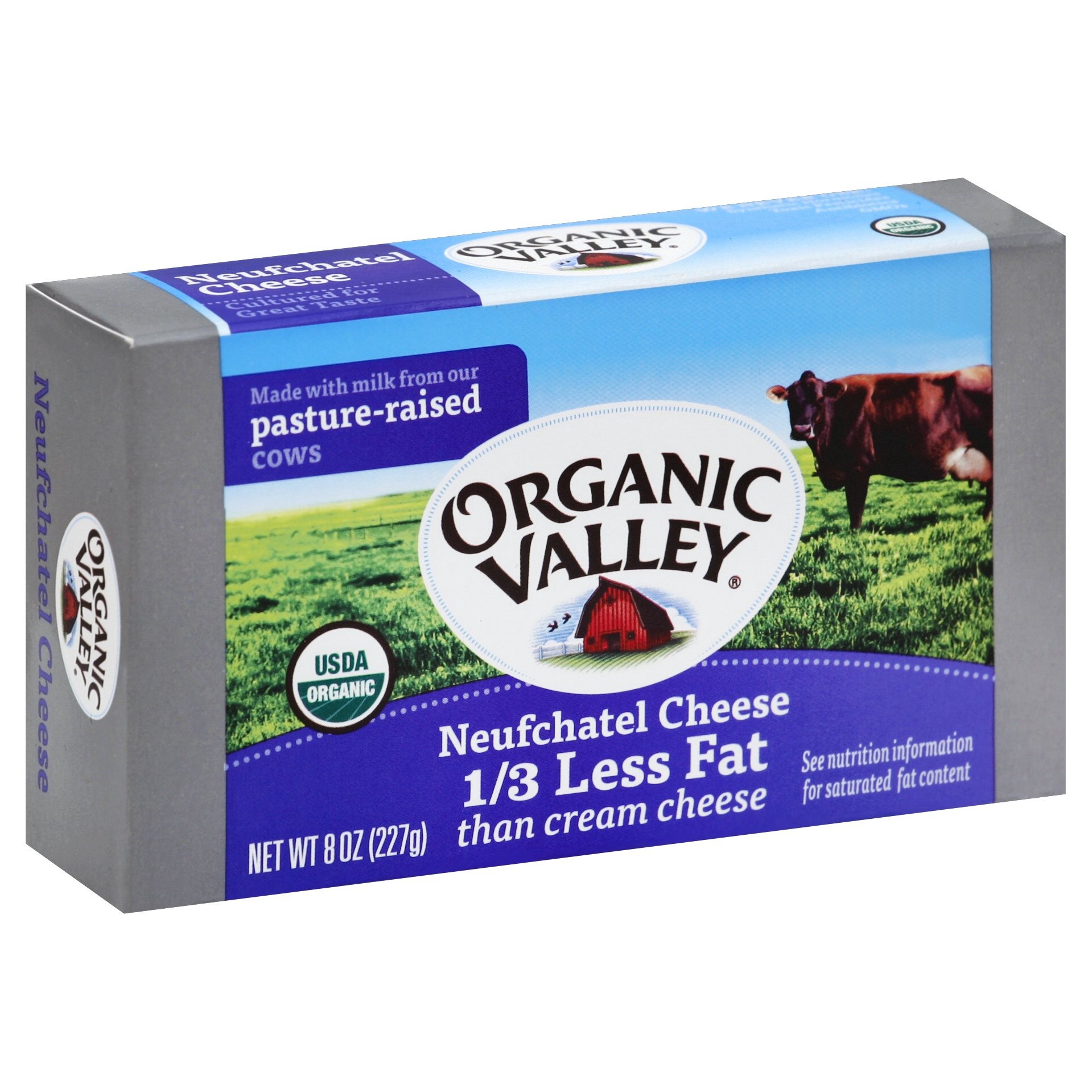 slide 1 of 3, Organic Valley Reduced Fat Neufchatel Cheese, 8 oz