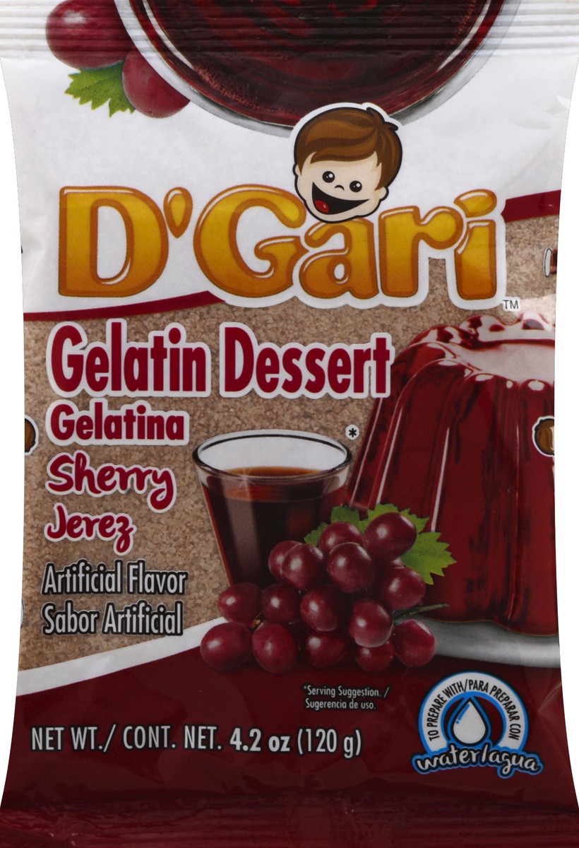 slide 1 of 1, D'Gari Sherry Gelatin, 4.2 oz