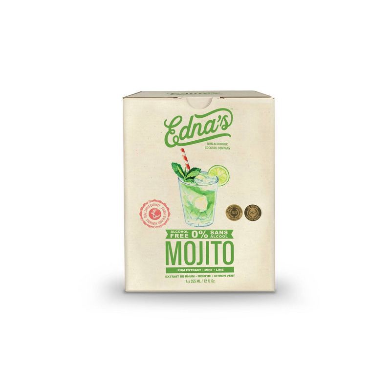 slide 1 of 3, Ednas Cocktails Edna's Non-Alcoholic Mojito - 4pk/12 fl oz Cans, 4 ct; 12 fl oz
