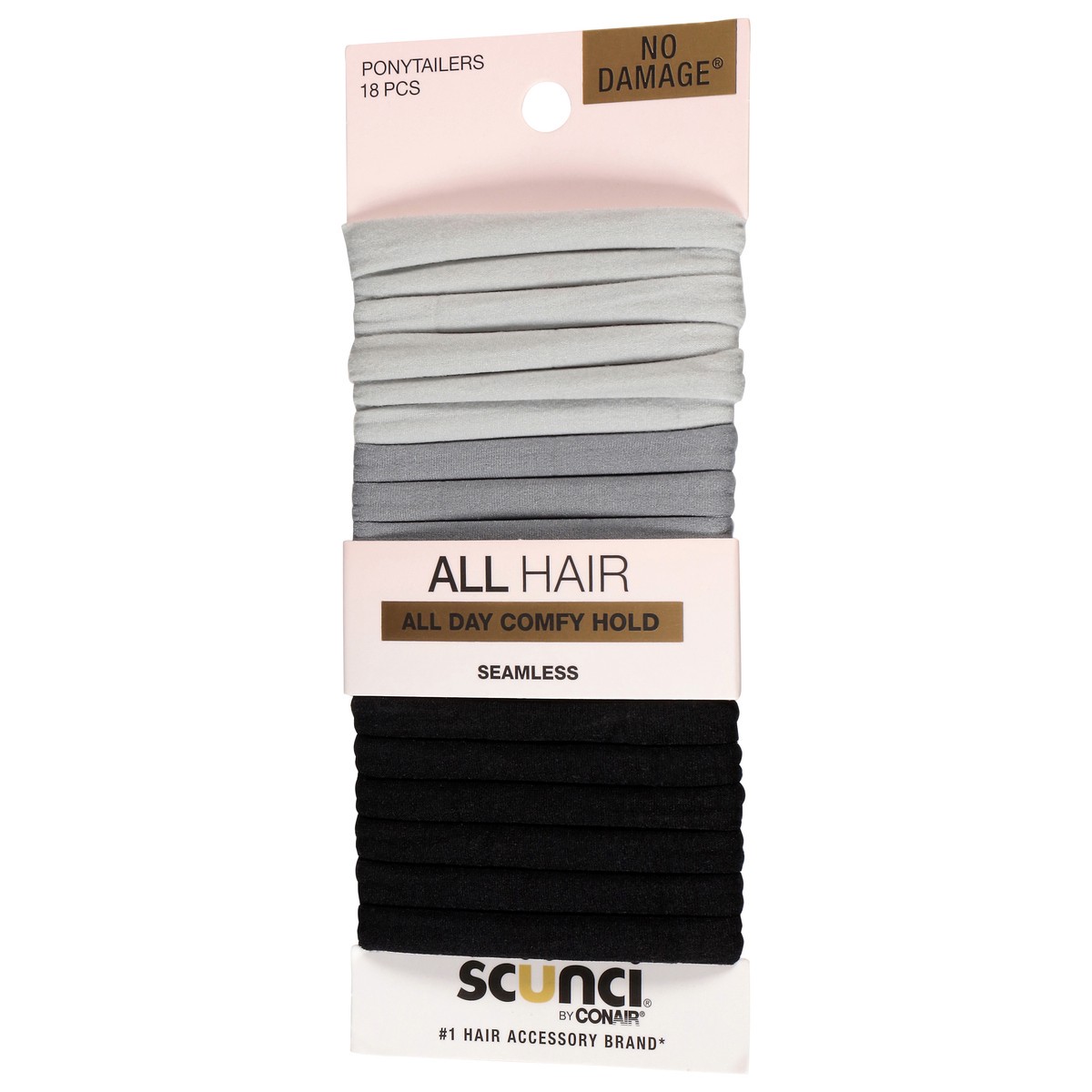 slide 4 of 4, scünci No Damage Seamless Ponytailers 18 Each, 18 ct