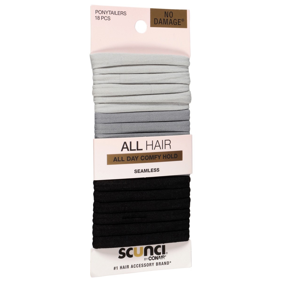 slide 3 of 4, scünci No Damage Seamless Ponytailers 18 Each, 18 ct