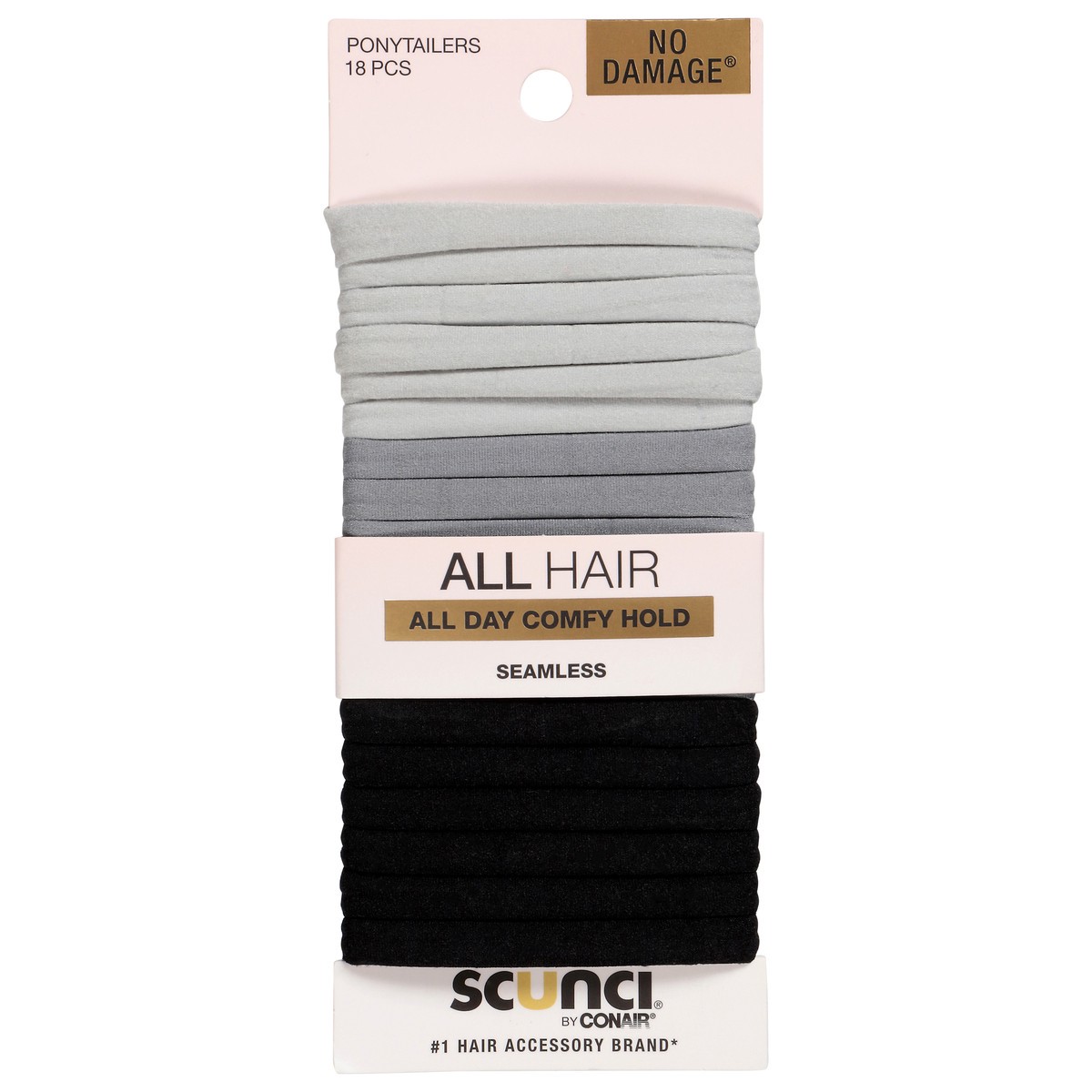 slide 1 of 4, scünci No Damage Seamless Ponytailers 18 Each, 18 ct
