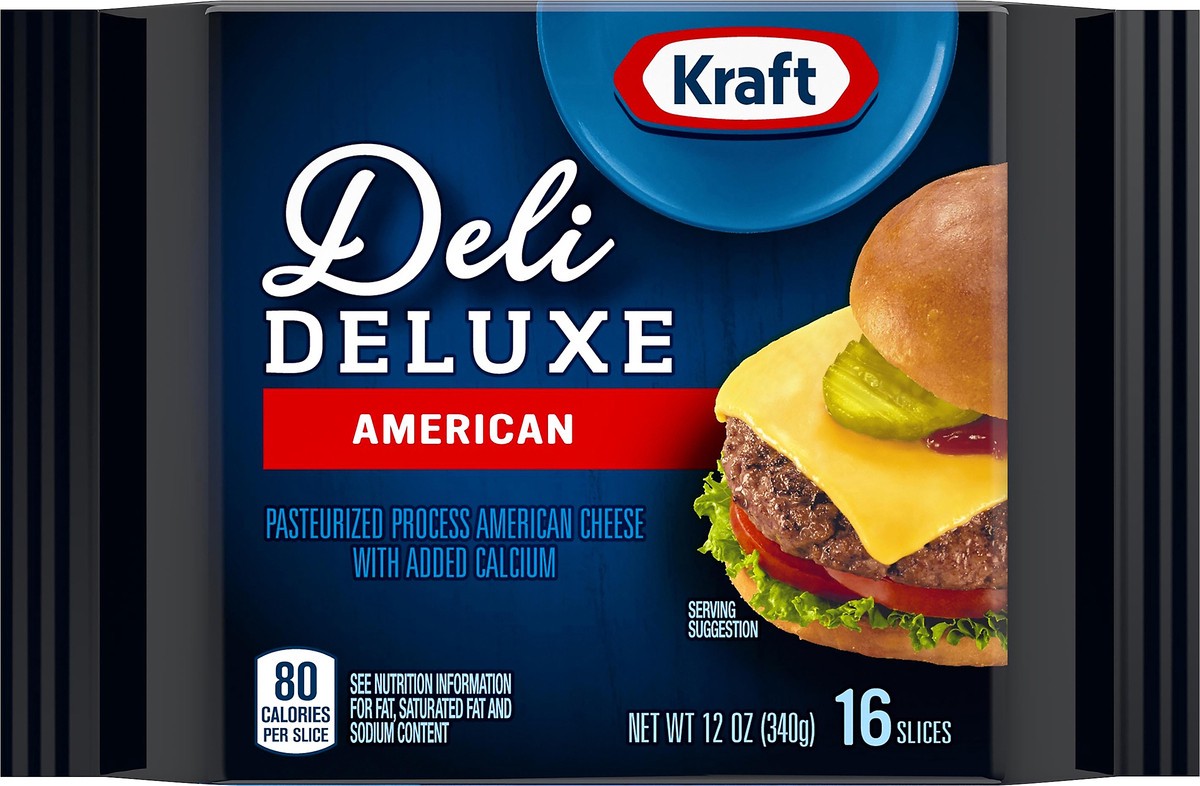 slide 6 of 9, Kraft Deli Deluxe American Cheese Slices, 12 oz