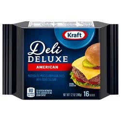 Kraft Deli Deluxe American Cheese Slices, 12 oz Pack, 16 Slices