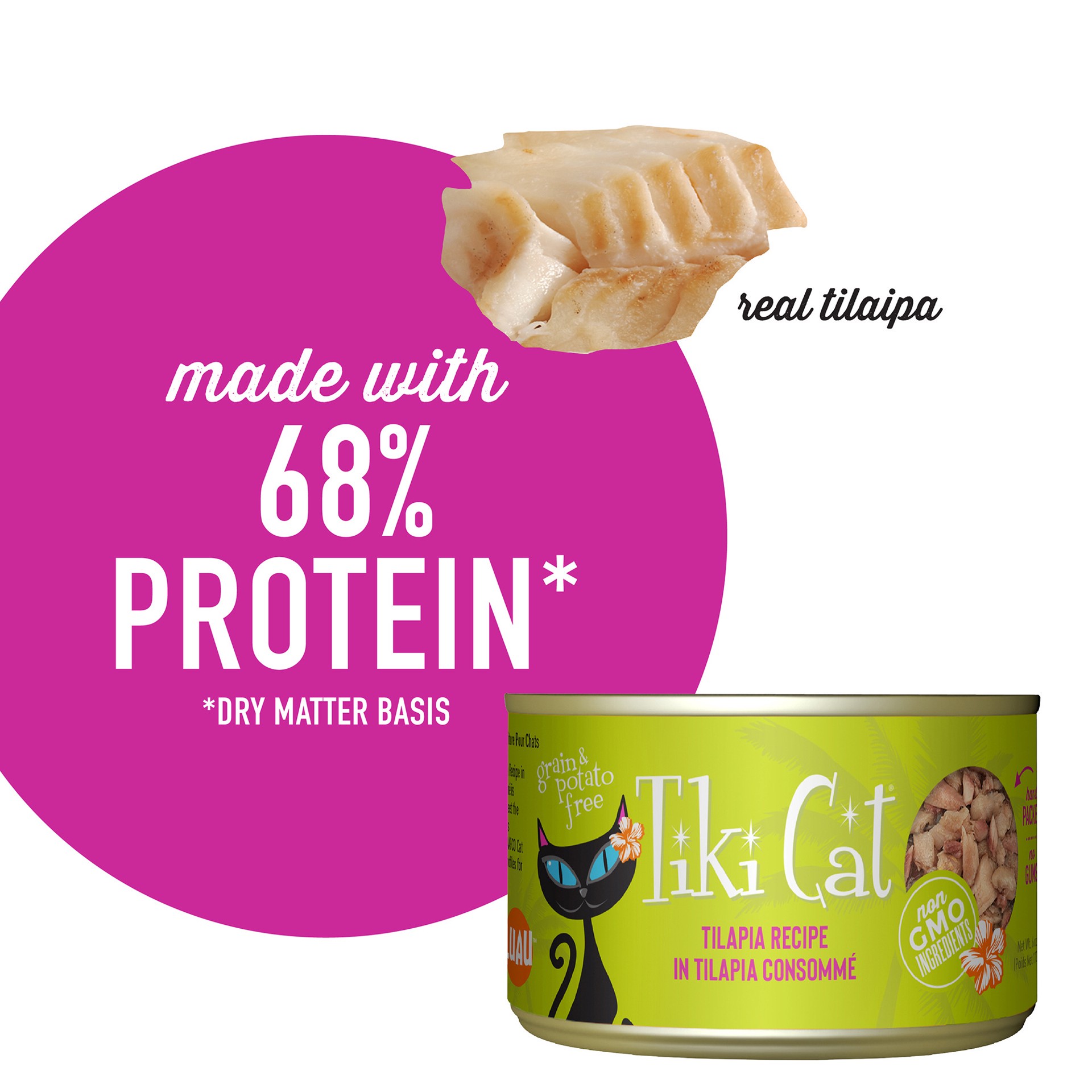 slide 2 of 8, Tiki Cat Luau Wet Cat Food, Tilapia, 6 oz. Can, 6 oz