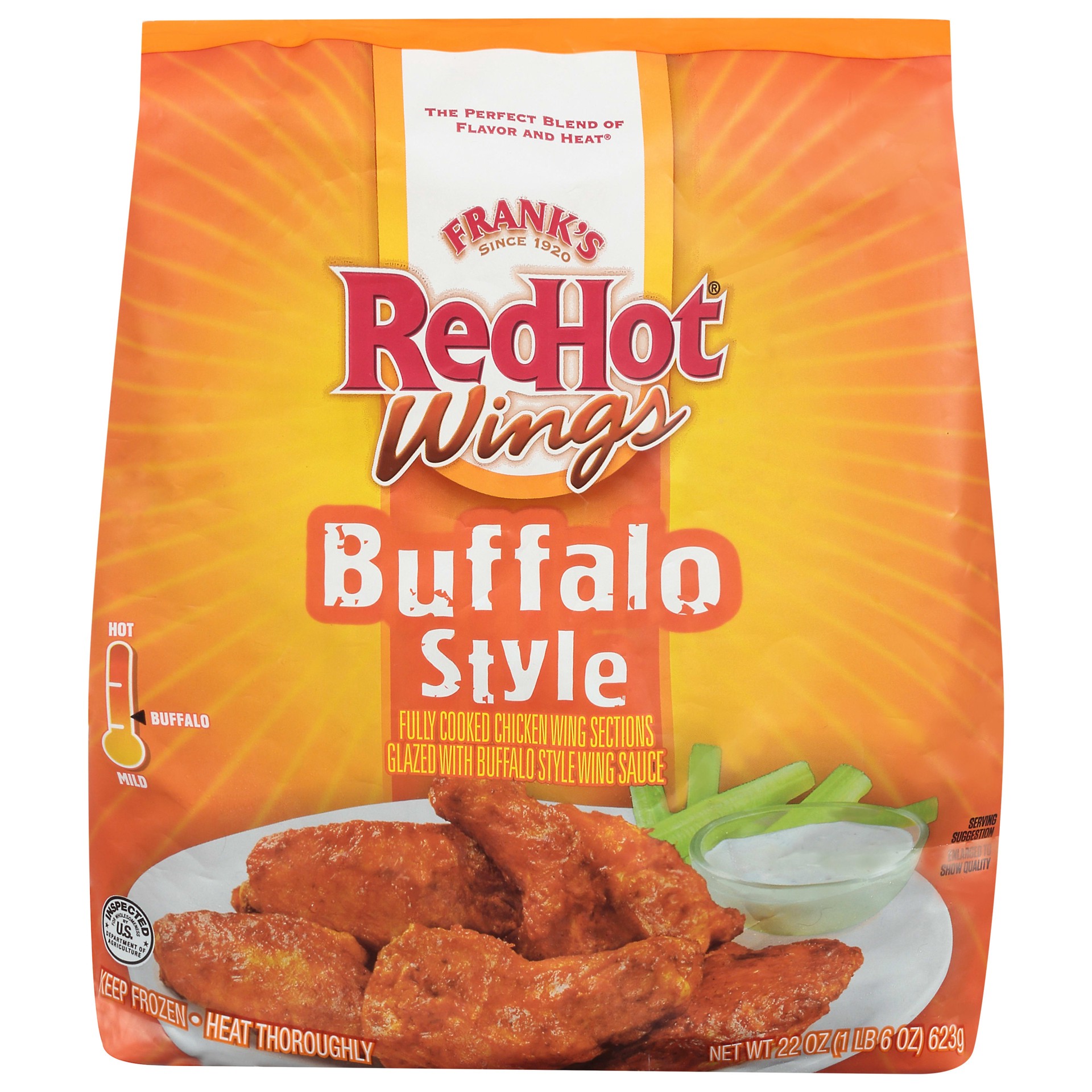 slide 1 of 5, Frank's RedHot  Frozen Chicken Wings - Buffalo, 22 oz