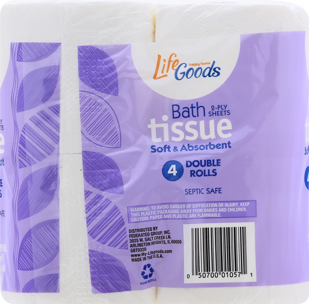 slide 9 of 11, Life Goods 2-Ply Double Rolls Soft & Absorbent Bath Tissue 4 ea, 4 ct