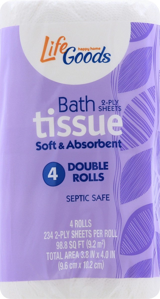 slide 4 of 11, Life Goods 2-Ply Double Rolls Soft & Absorbent Bath Tissue 4 ea, 4 ct