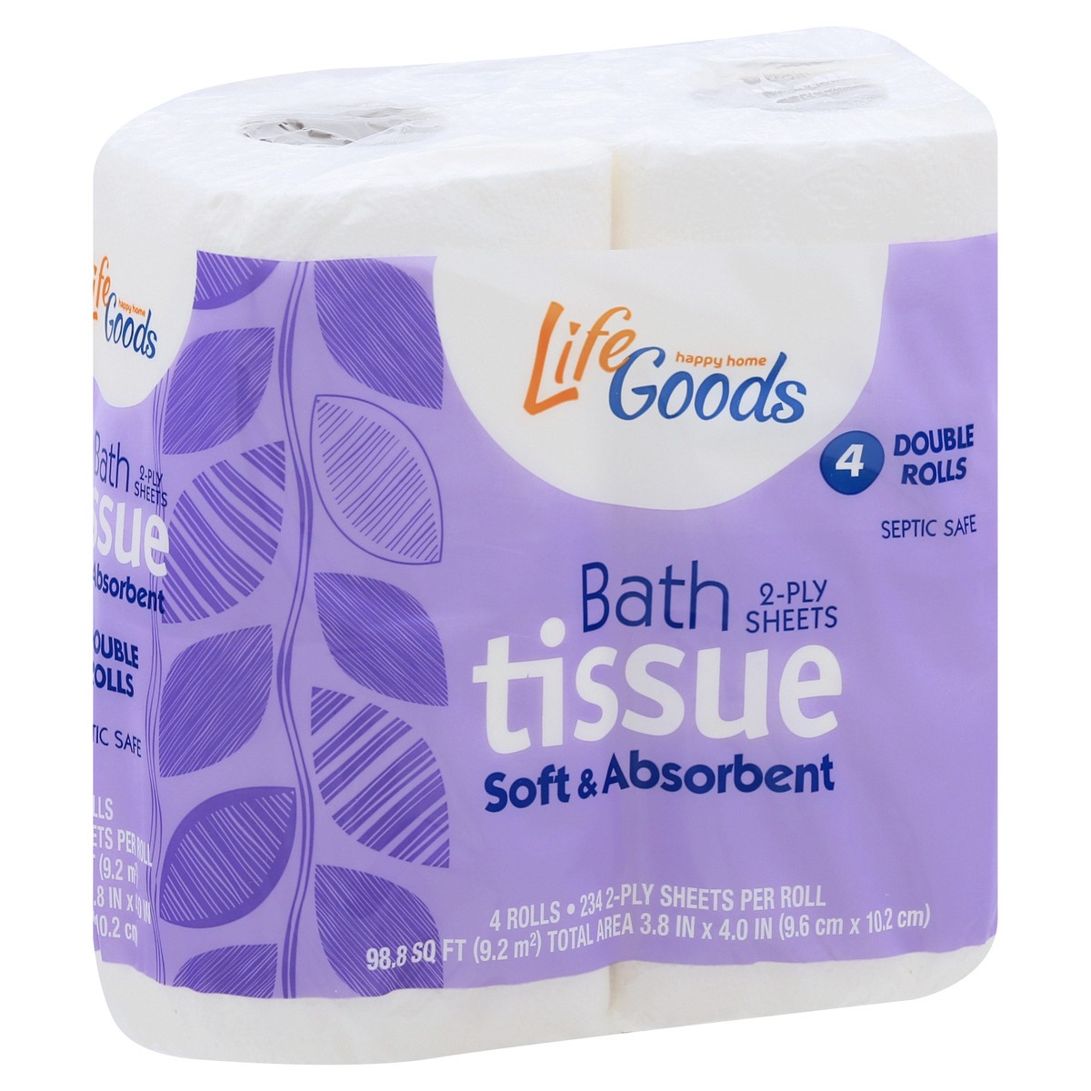 slide 3 of 11, Life Goods 2-Ply Double Rolls Soft & Absorbent Bath Tissue 4 ea, 4 ct