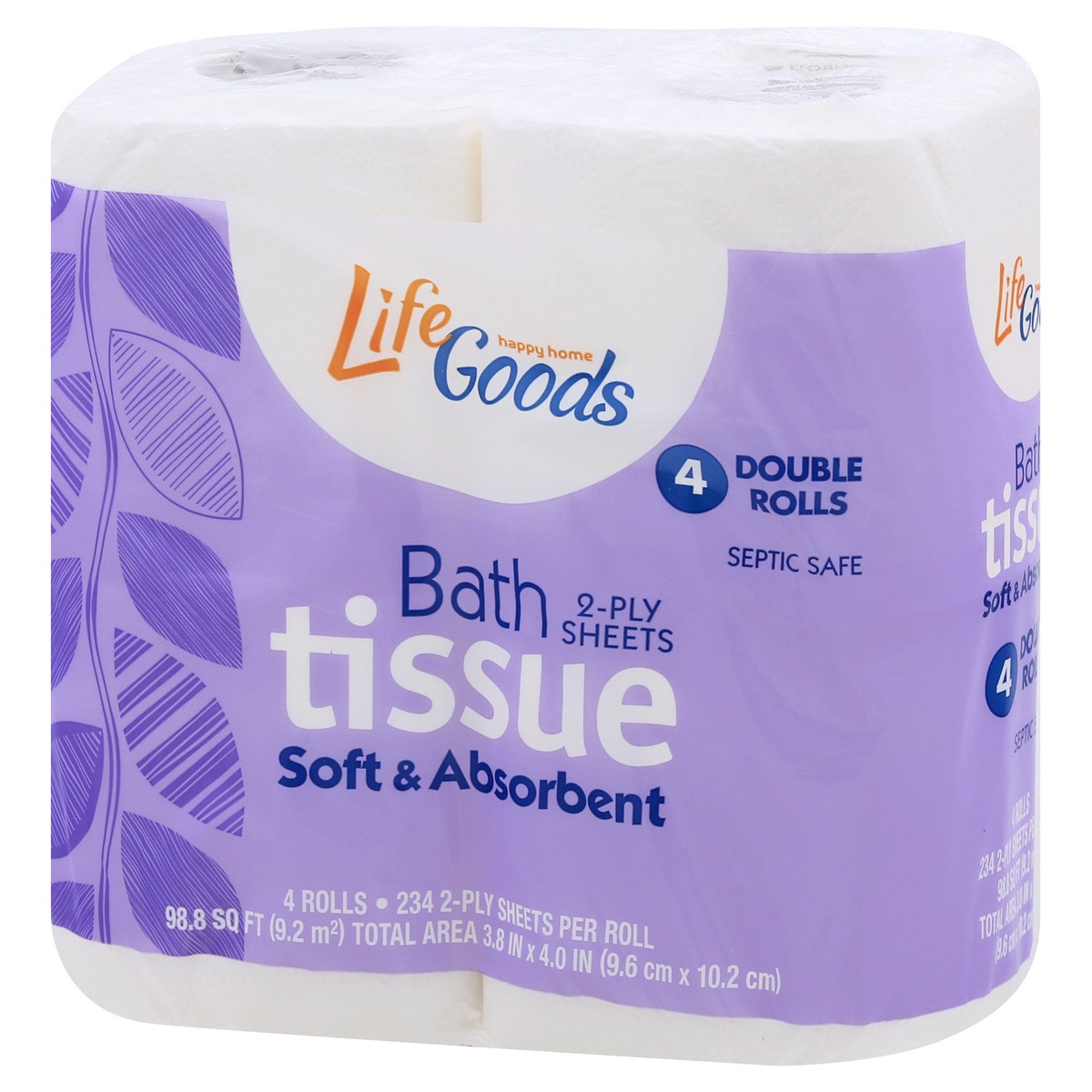 slide 5 of 11, Life Goods 2-Ply Double Rolls Soft & Absorbent Bath Tissue 4 ea, 4 ct