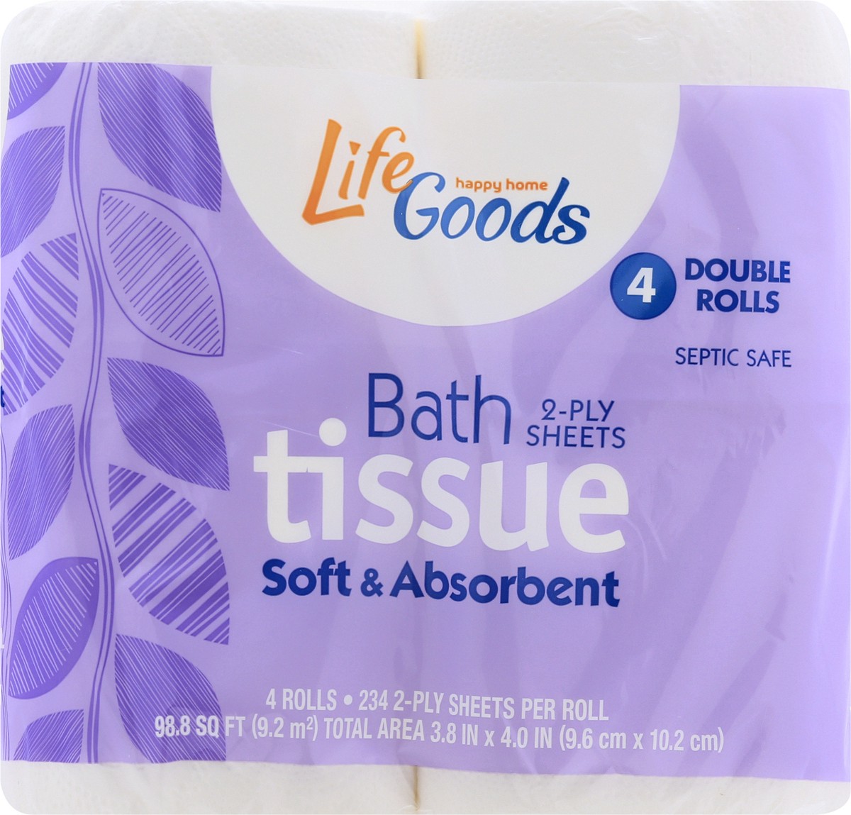 slide 10 of 11, Life Goods 2-Ply Double Rolls Soft & Absorbent Bath Tissue 4 ea, 4 ct