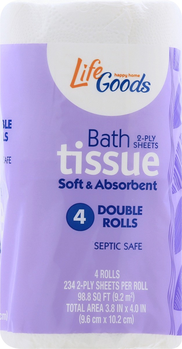 slide 8 of 11, Life Goods 2-Ply Double Rolls Soft & Absorbent Bath Tissue 4 ea, 4 ct