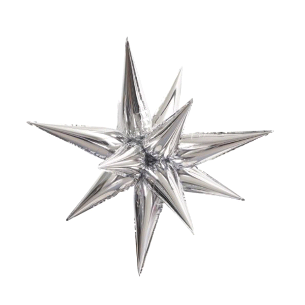 slide 1 of 1, Large Foil 12 Point Silver Star Balloon, 27 in