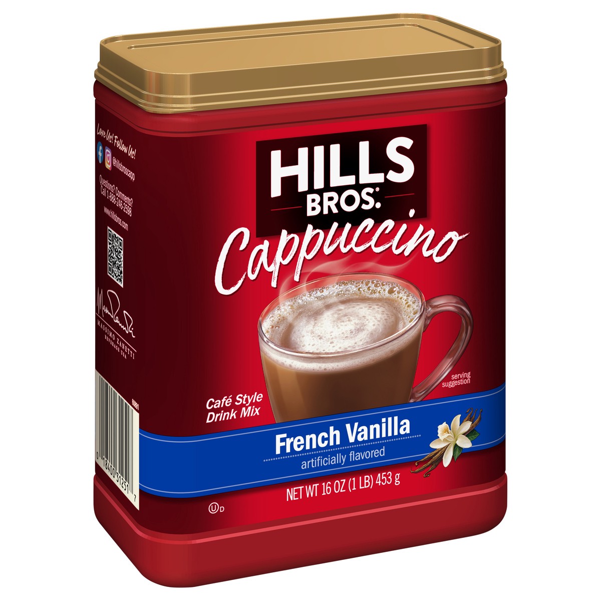 slide 2 of 9, Hills Bros. Cappuccino Cafe Style French Vanilla Drink Mix 16 oz, 16 oz