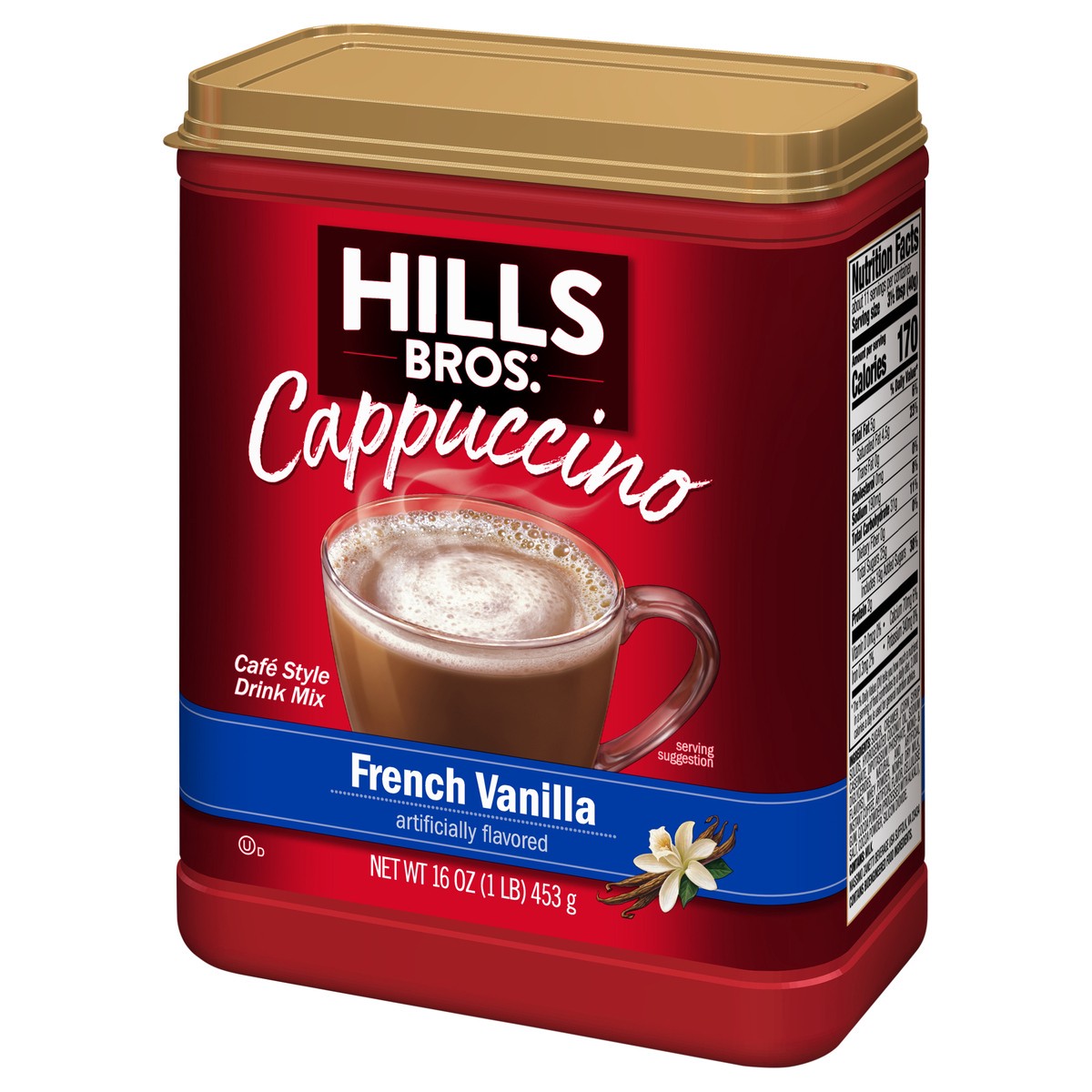 slide 3 of 9, Hills Bros. Cappuccino Cafe Style French Vanilla Drink Mix 16 oz, 16 oz