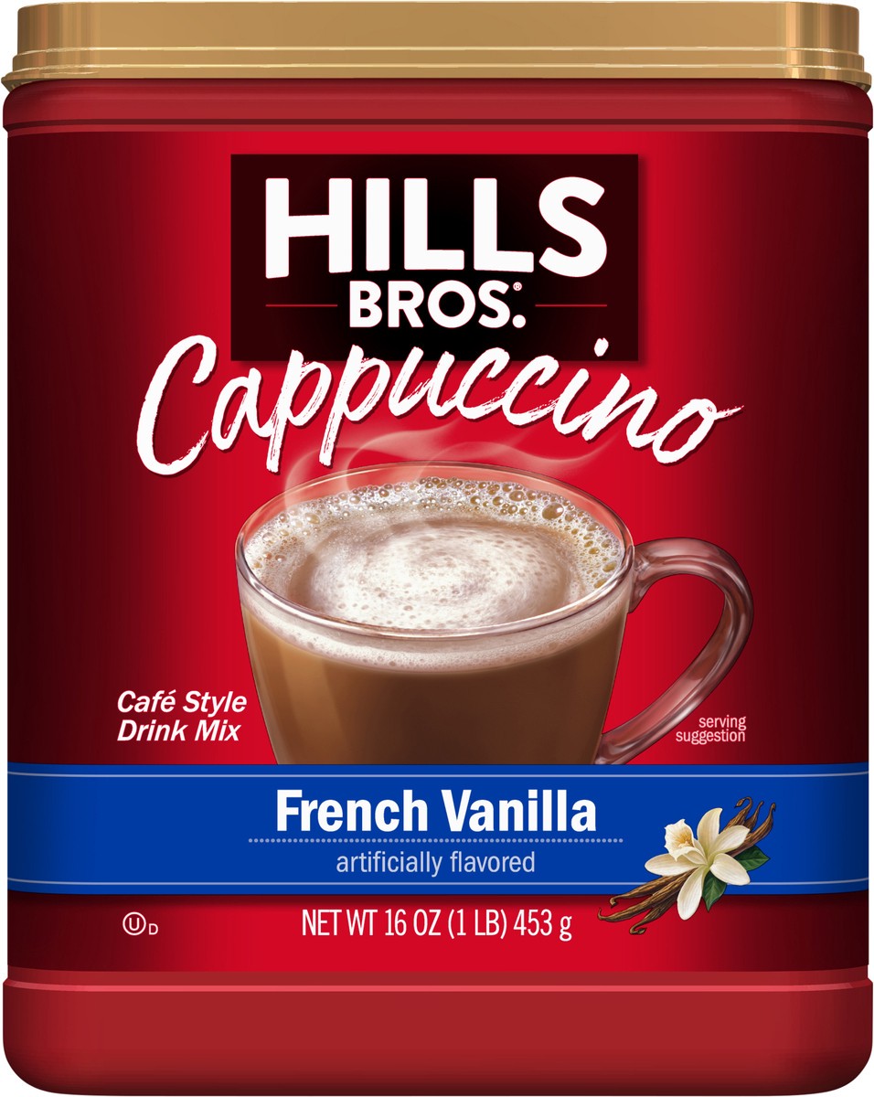 slide 6 of 9, Hills Bros. Cappuccino Cafe Style French Vanilla Drink Mix 16 oz, 16 oz