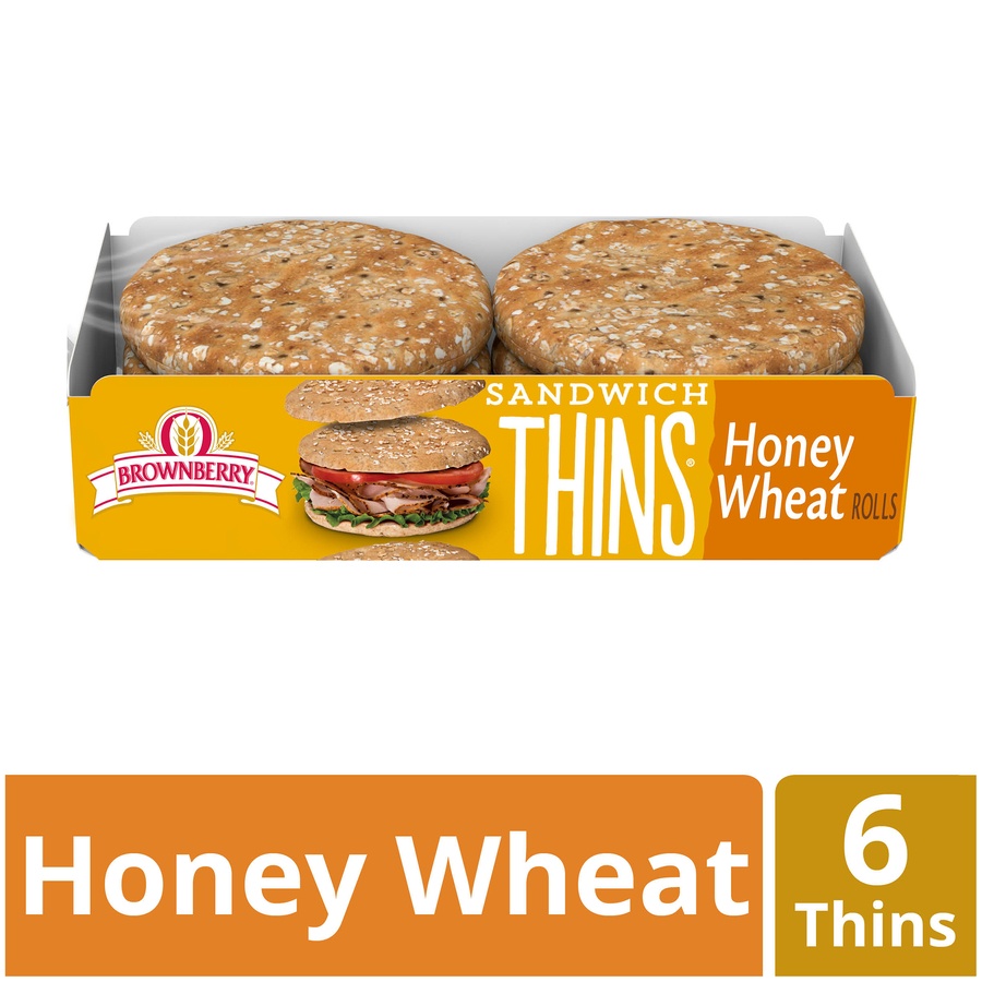 slide 2 of 8, Brownberry Honey Wheat Sandwich Thins, 12 oz