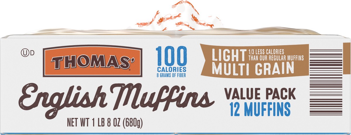 slide 12 of 13, Thomas' Light Multi-Grain English Muffins, 12 count, 24 oz, 12 ct