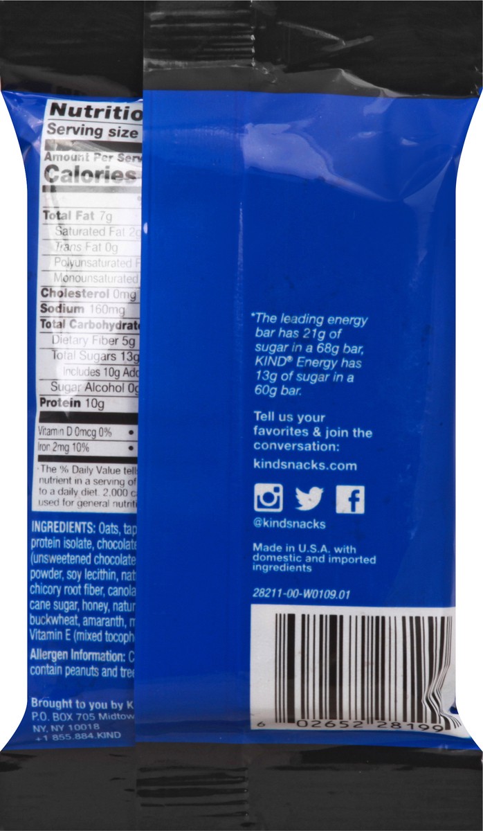 slide 8 of 12, KIND Chocolate Chunk Energy Bar 2.1 oz, 2.12 oz