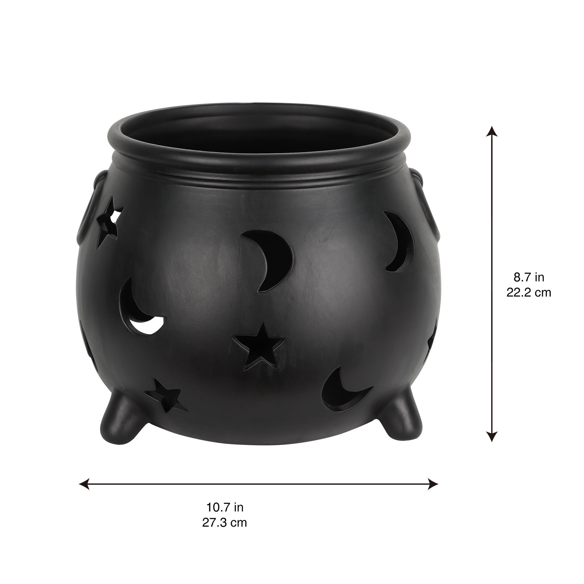 slide 7 of 7, 10.75" Black Moon & Stars Cauldron Ceramic Candle Holder By Ashland, 10.75 in x 10.75 in x 8.75 in