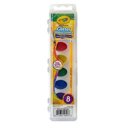 slide 1 of 7, Crayola Glitter Watercolor Paints with Brush, 8 ct