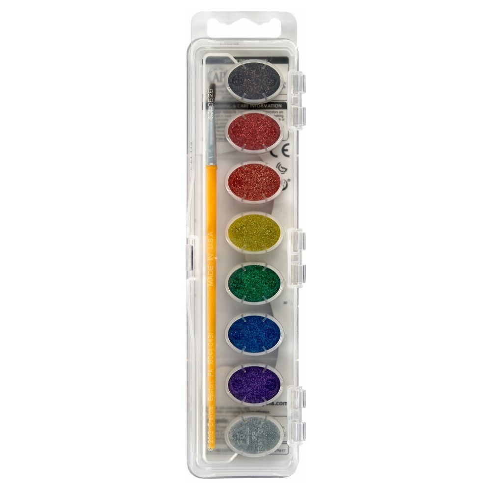 slide 3 of 7, Crayola Glitter Watercolor Paints with Brush, 8 ct