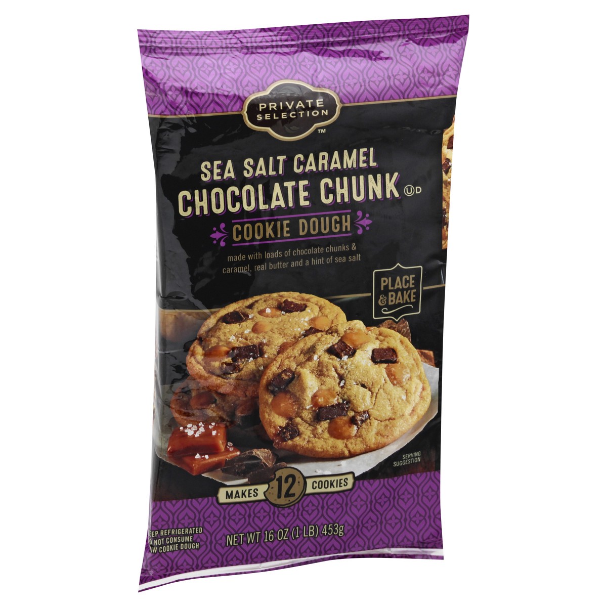 slide 8 of 11, Private Selection Sea Salt Caramel Chocolate Chunk Cookie Dough, 16 oz